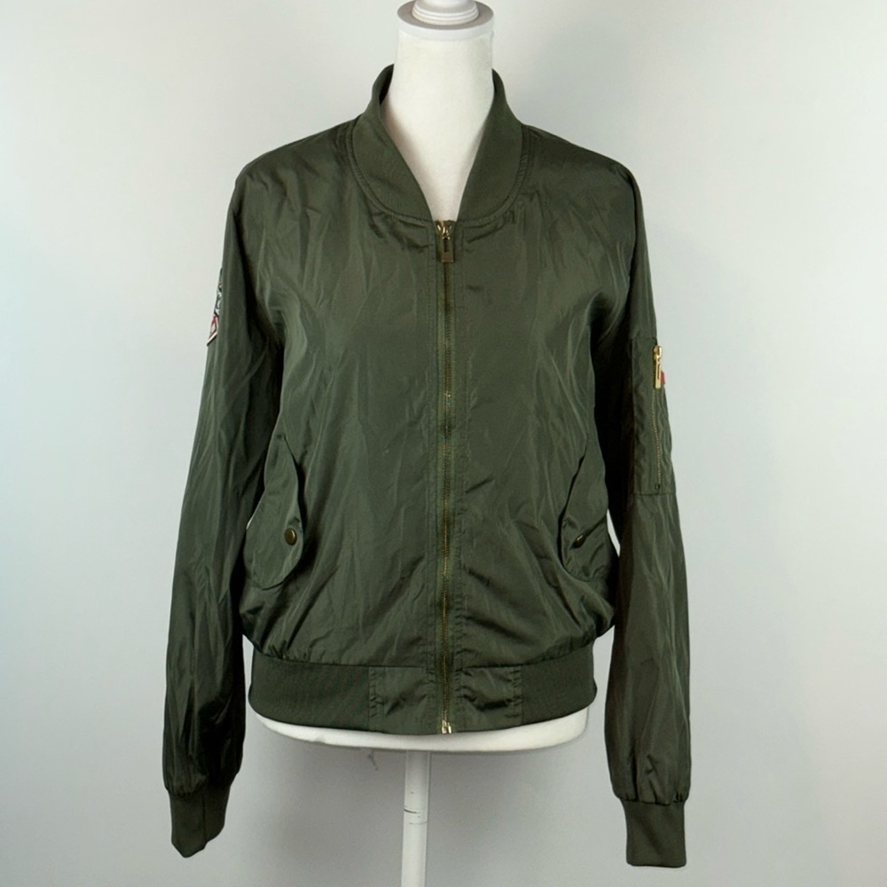 Vintage CALI LOVE™️ Size M 'LOVE IS WAR' Khaki/Orange Bomber Jacket